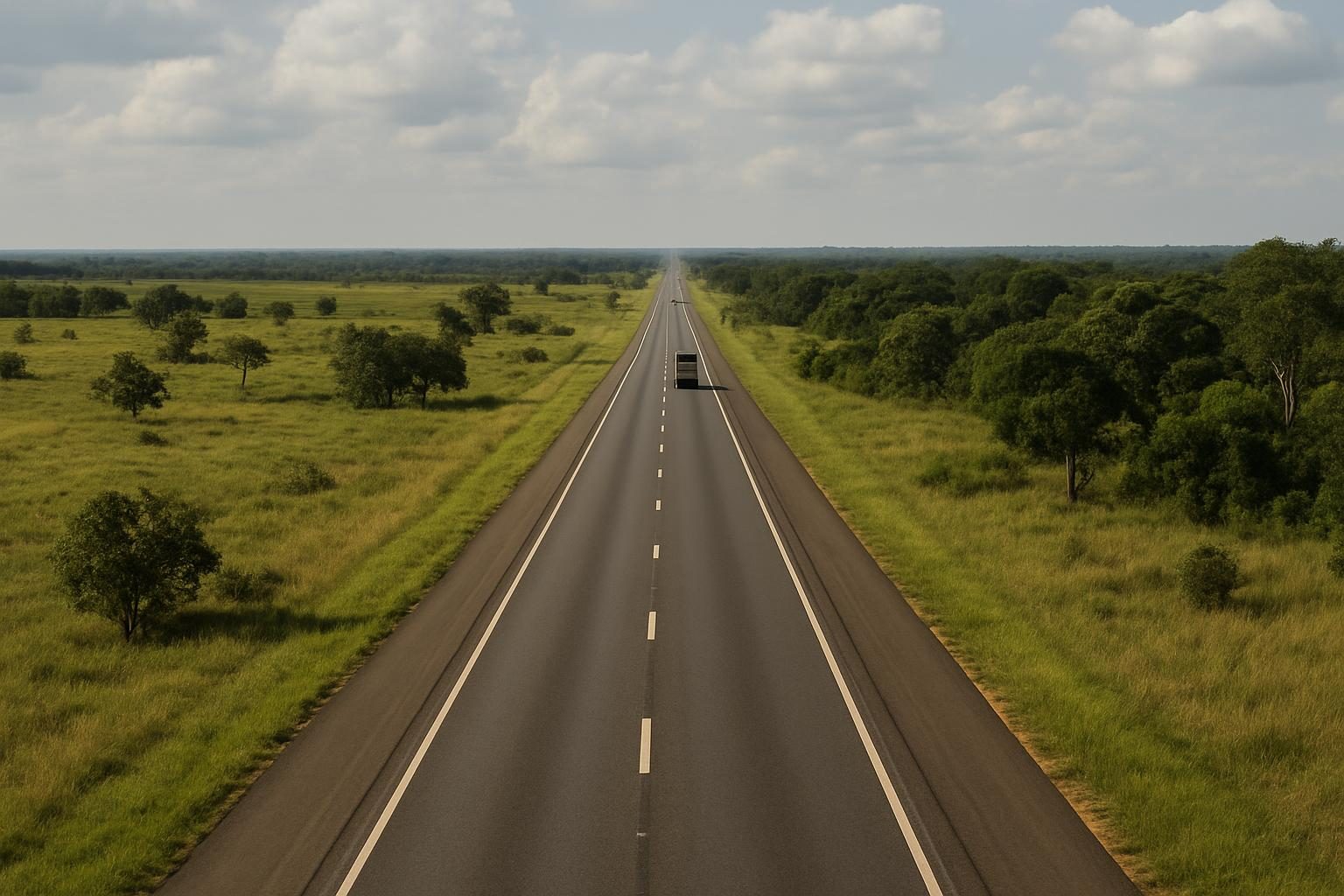 Rodovia atravessando a paisagem amazônica entre Rondônia e o Acre